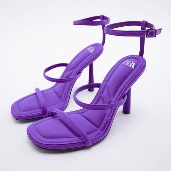ZARA SANDALS HIGH HEELS LILAC - Picture 1 of 6